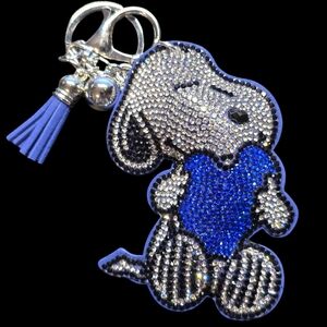 Blue and Silver Snoopy Bag Charm Keychain